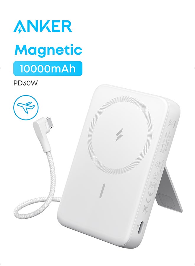 Anker Zolo Magnetic Power Bank, 10,000mAh Wireless Portable Charger with 30W Max Fast Charging, Battery Pack with Built-in USB-C Cable and Adjustable Stand, for iPhone 17/16 Series, AirPods, and More - Image 1